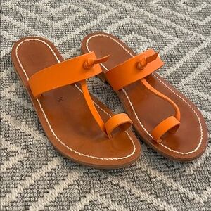 K.Jacques Vibrant Orange Leather Sandals